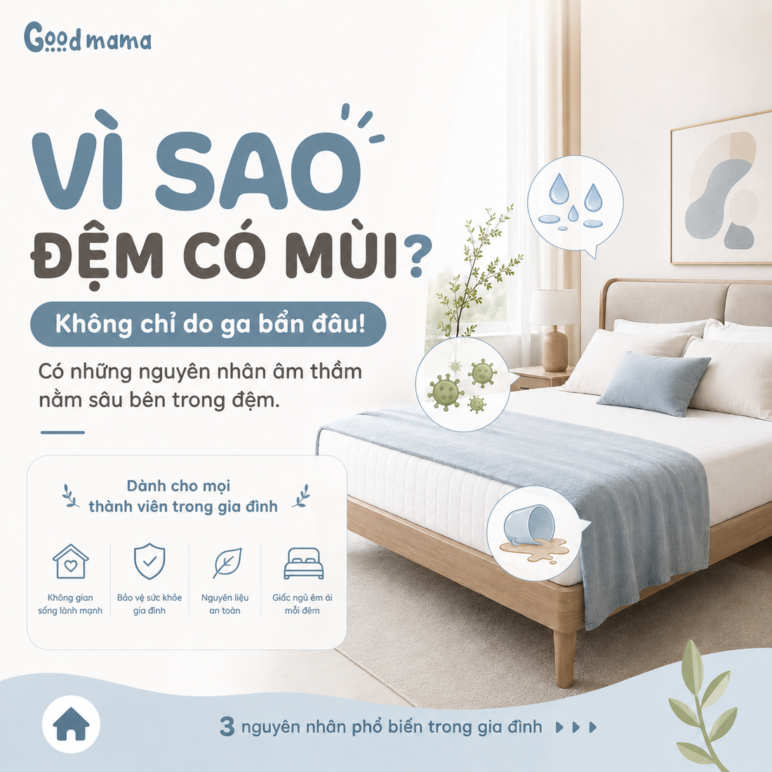 VÌ SAO ĐỆM CÓ MÙI ? 3 NGUYÊN NHÂN PHỔ BIẾN TRONG GIA ĐÌNH VÀ CÁCH BẢO VỆ ĐỆM HIỆU QUẢ