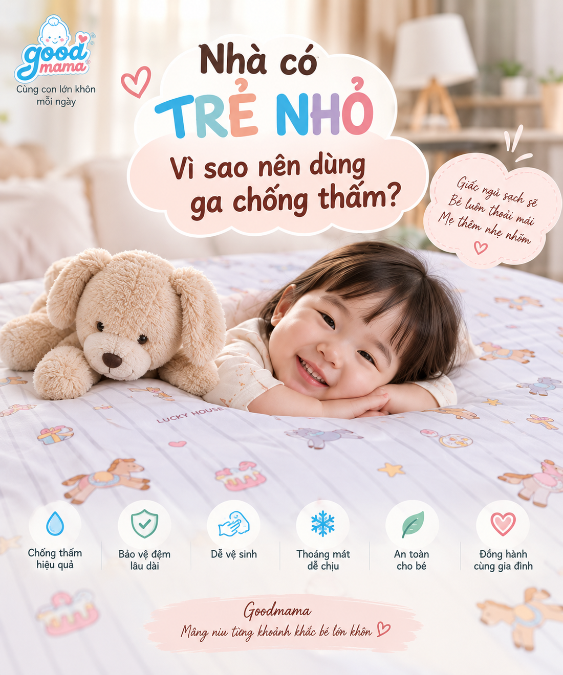 Nhà có trẻ nhỏ, vì sao nên dùng ga chống thấm?