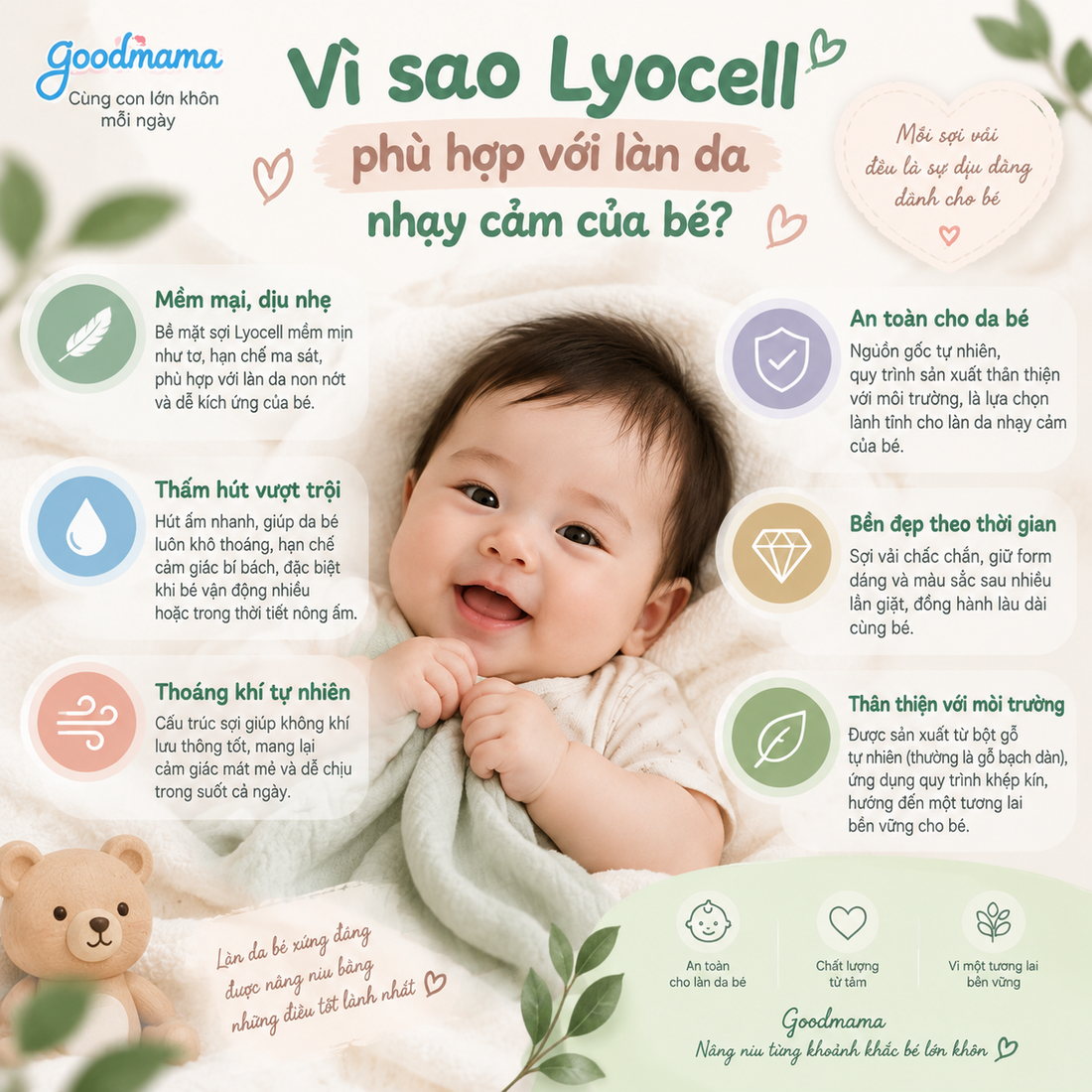 Vải Lyocell là gì? Vì sao Goodmama lựa chọn chất liệu Lyocell để nâng niu làn da bé?