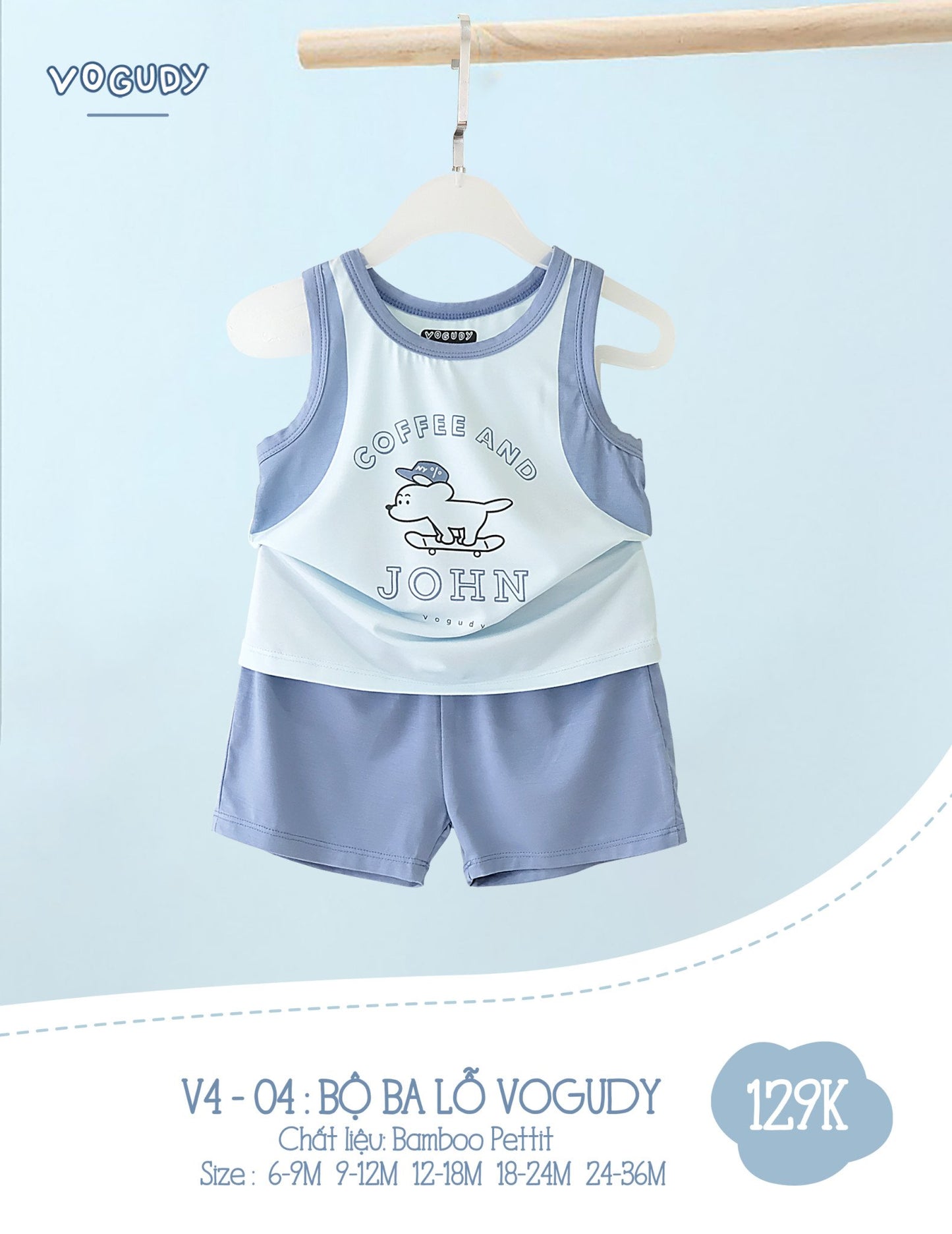 V4-04: Bộ Ba Lỗ Vogudy Chất Liệu Bamboo Pettit
