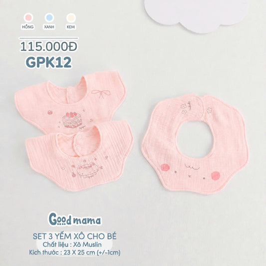 SET 3 YẾM XÔ CHO BÉ CHẤT LIỆU XÔ MUSLIN