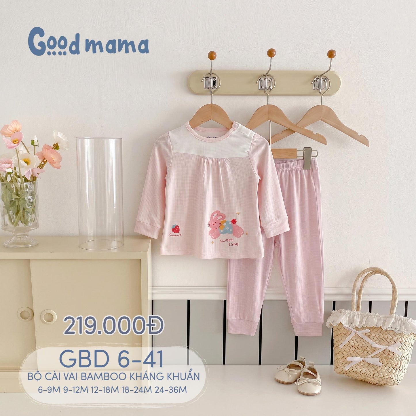 BỘ CÀI VAI BAMBOO KHÁNG KHUẨN GBD 6-41 – MỀM MẠI, THOÁNG MÁT CHO BÉ YÊU