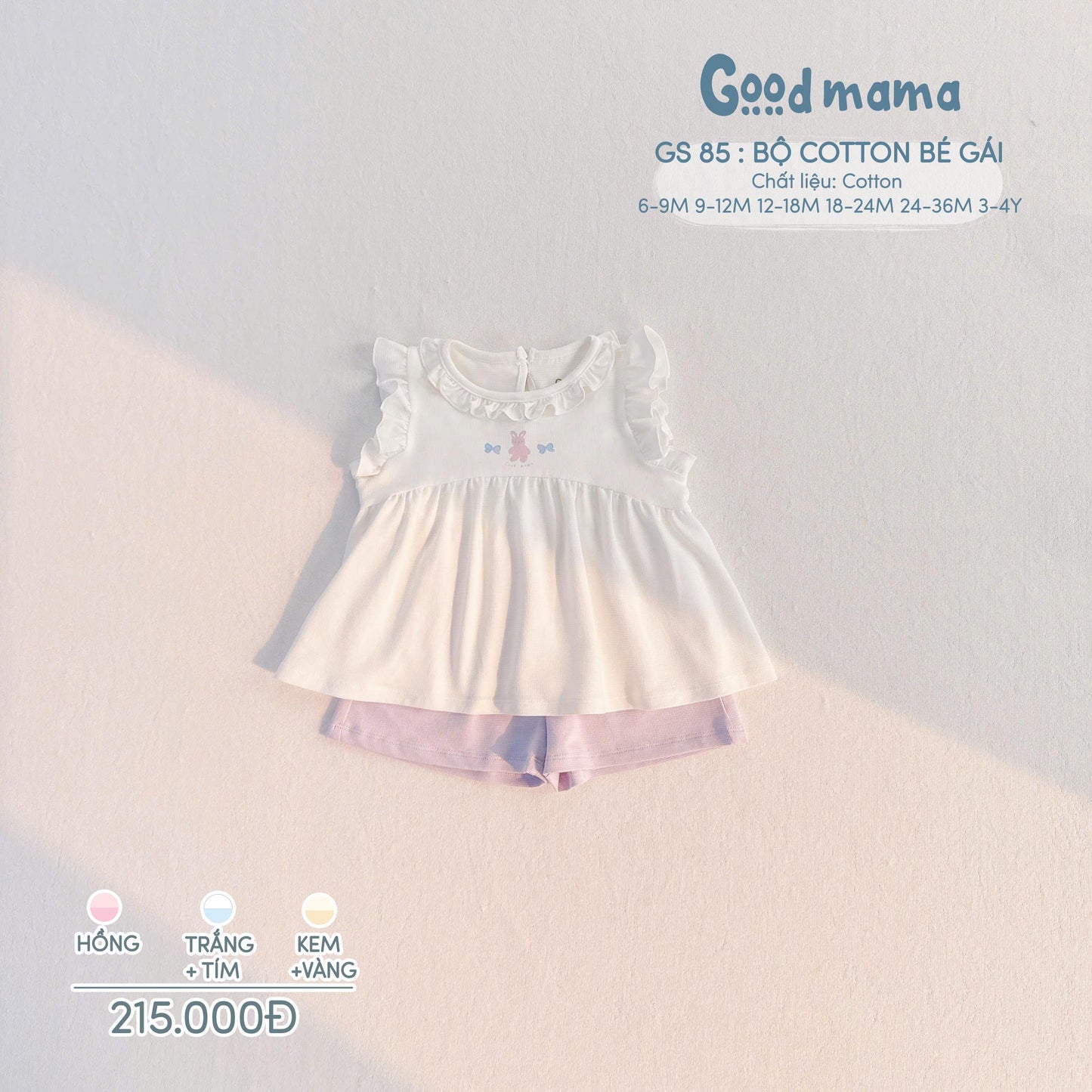 GS 85: BỘ COTTON BÉ GÁI – KHU VƯỜN PASTEL CỦA BÉ