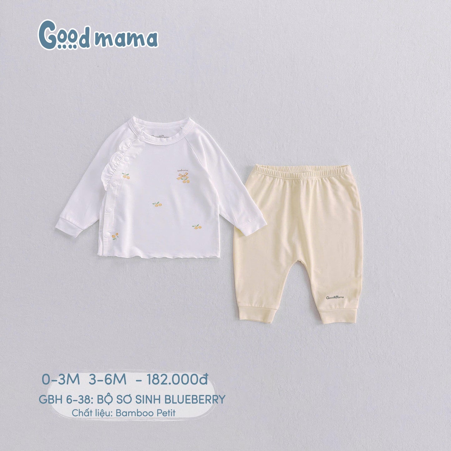 GBH 6-38: BỘ SƠ SINH BLUEBERRY - MỀM MẠI, KHÁNG KHUẨN CHO BÉ YÊU