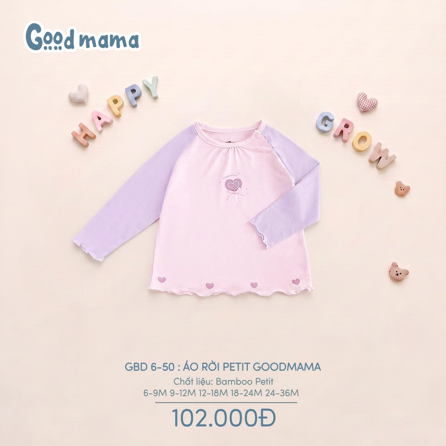 GBD 6-50: ÁO RỜI PETIT GOODMAMA – ÊM ÁI & NGỌT NGÀO CHO MỌI CỬ ĐỘNG CỦA CON