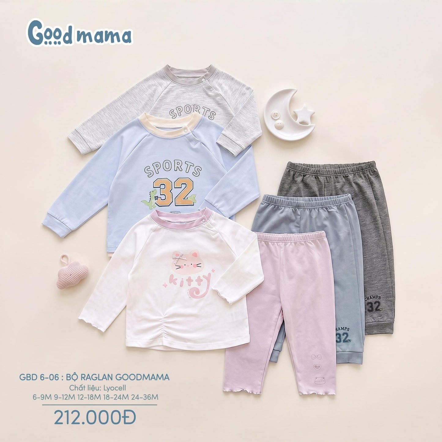 GBD 6-06: BỘ RAGLAN GOODMAMA – NĂNG ĐỘNG; ĐÁNG YÊU CHO BÉ MỖI NGÀY