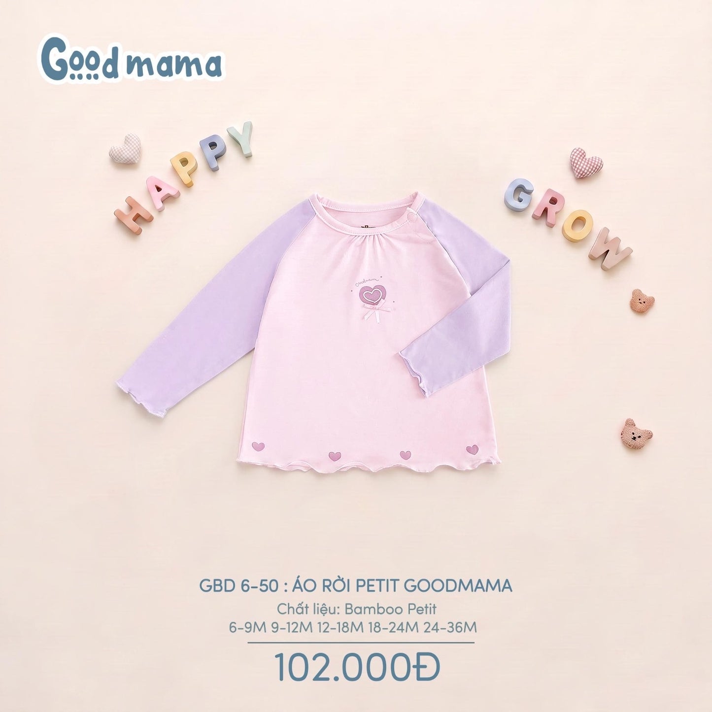 GBD 6-50: ÁO RỜI PETIT GOODMAMA – MỀM NHẸ, XINH XẮN CHO BÉ MỖI NGÀY