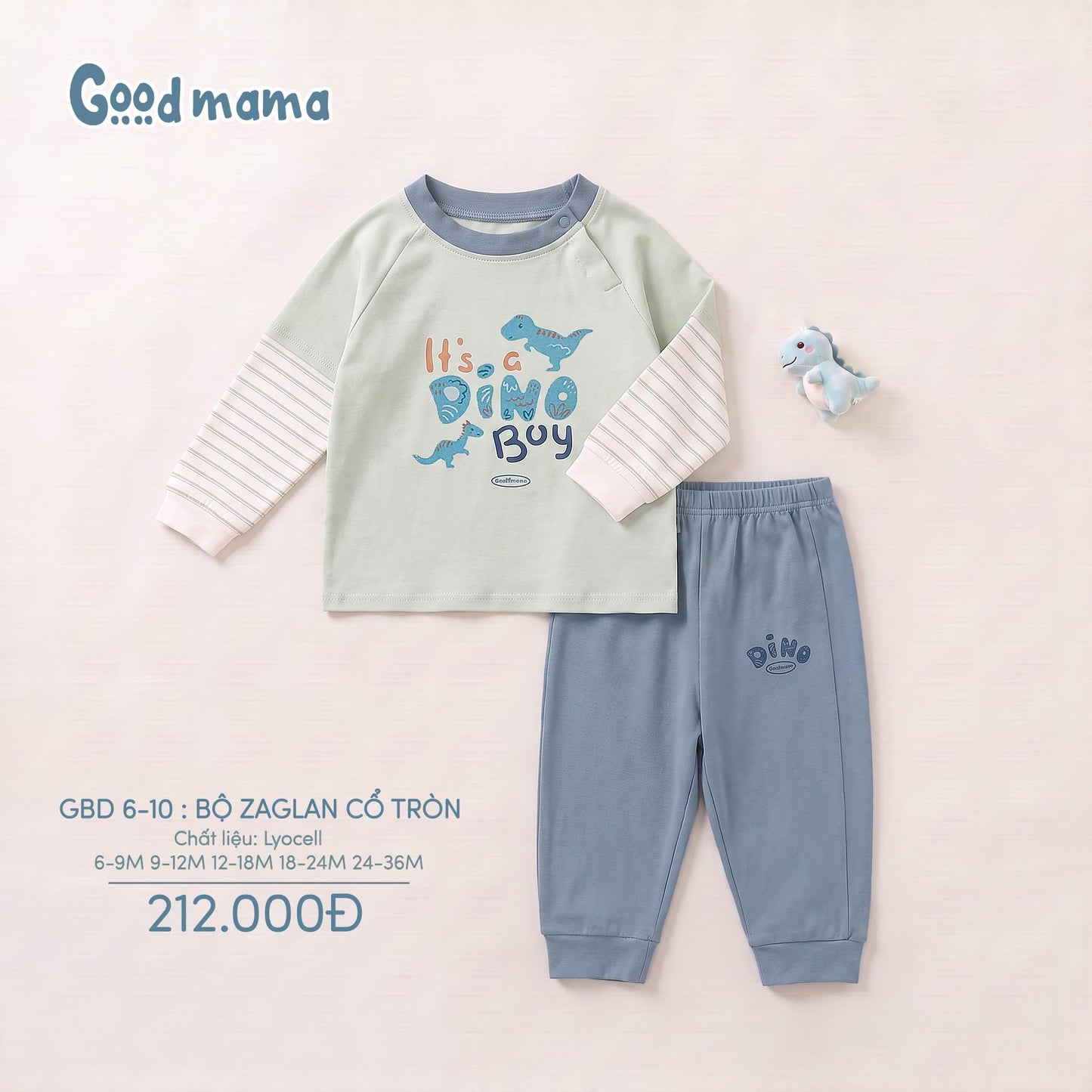 GBD 6-10: BỘ ZAGLAN CỔ TRÒN GOODMAMA - MỀM NHẸ, THOẢI MÁI CHO BÉ MẶC MỖI NGÀY