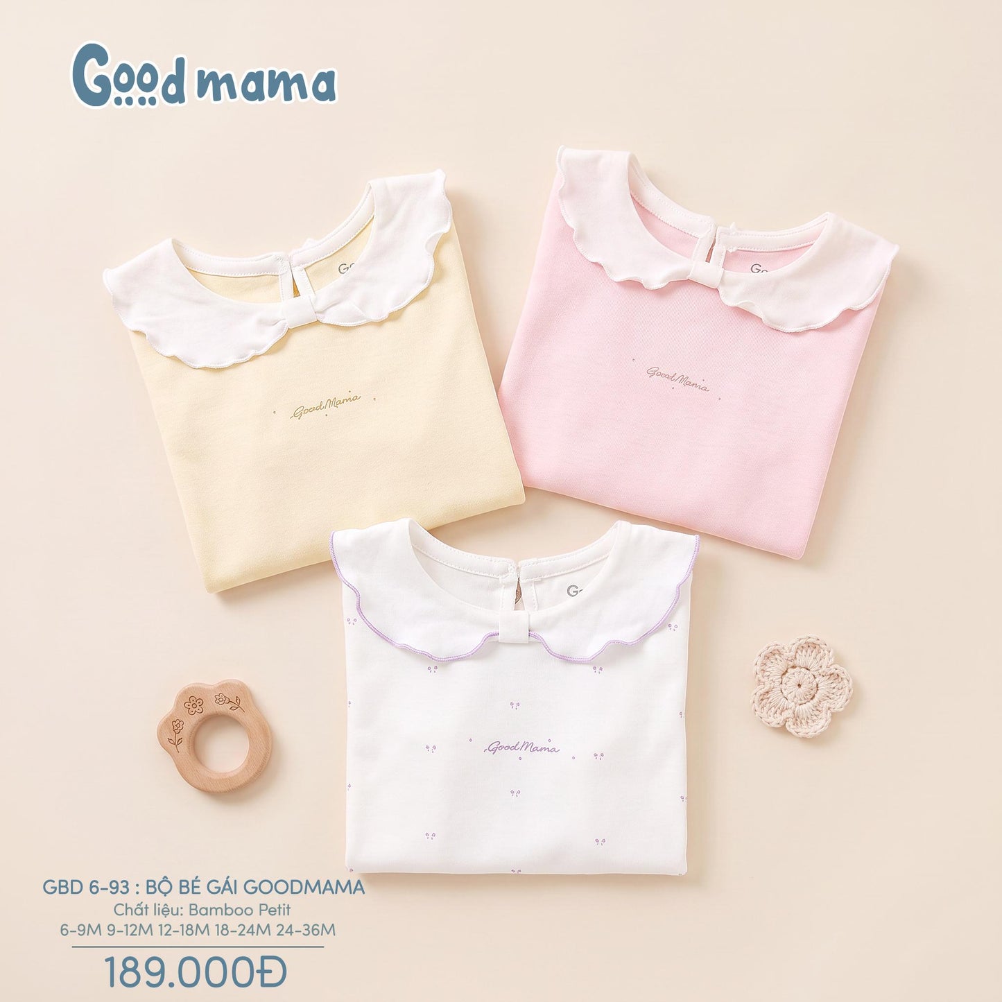 GBD 6-93: BỘ BÉ GÁI GOODMAMA - DỊU DÀNG, MỀM MẠI CHO MỖI NGÀY CỦA BÉ