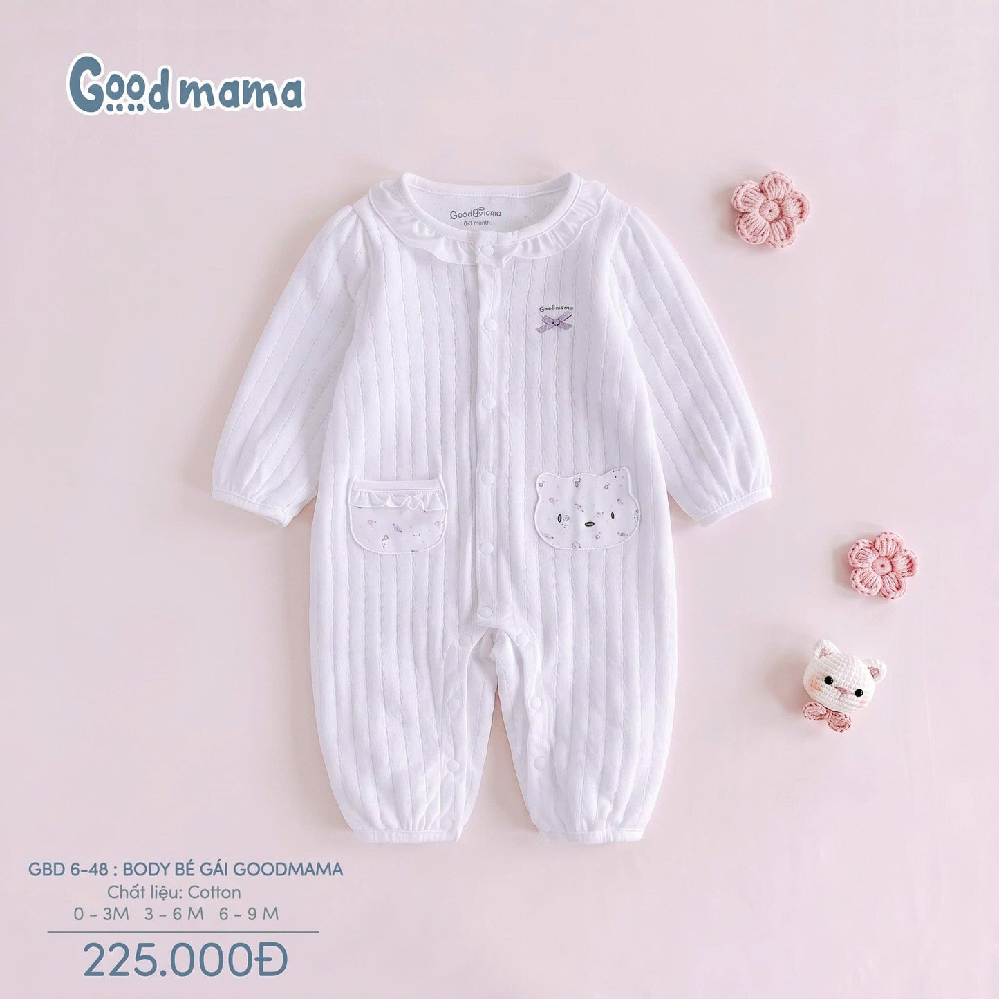 BODY DÀI TAY BÉ GÁI GOODMAMA – MỀM MẠI, XINH XẮN CHO NHỮNG THÁNG ĐẦU ĐỜI