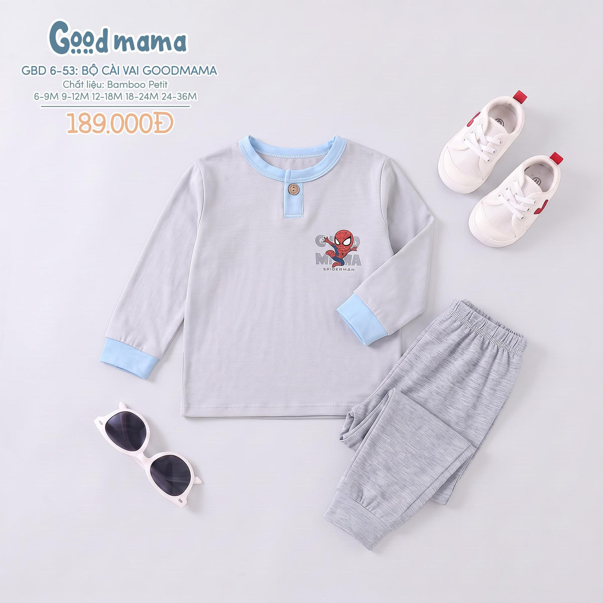 Bộ Cài Vai Goodmama GBD6-53 – Mềm Mại, Thoải Mái Cho Bé Mặc Cả Ngày