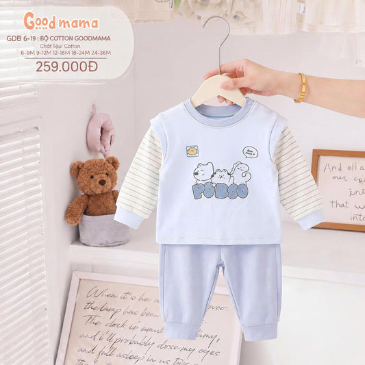 Bộ Cotton Goodmama GBD6-19 – Mềm Mại, Thoải Mái Cho Bé Mặc Mỗi Ngày