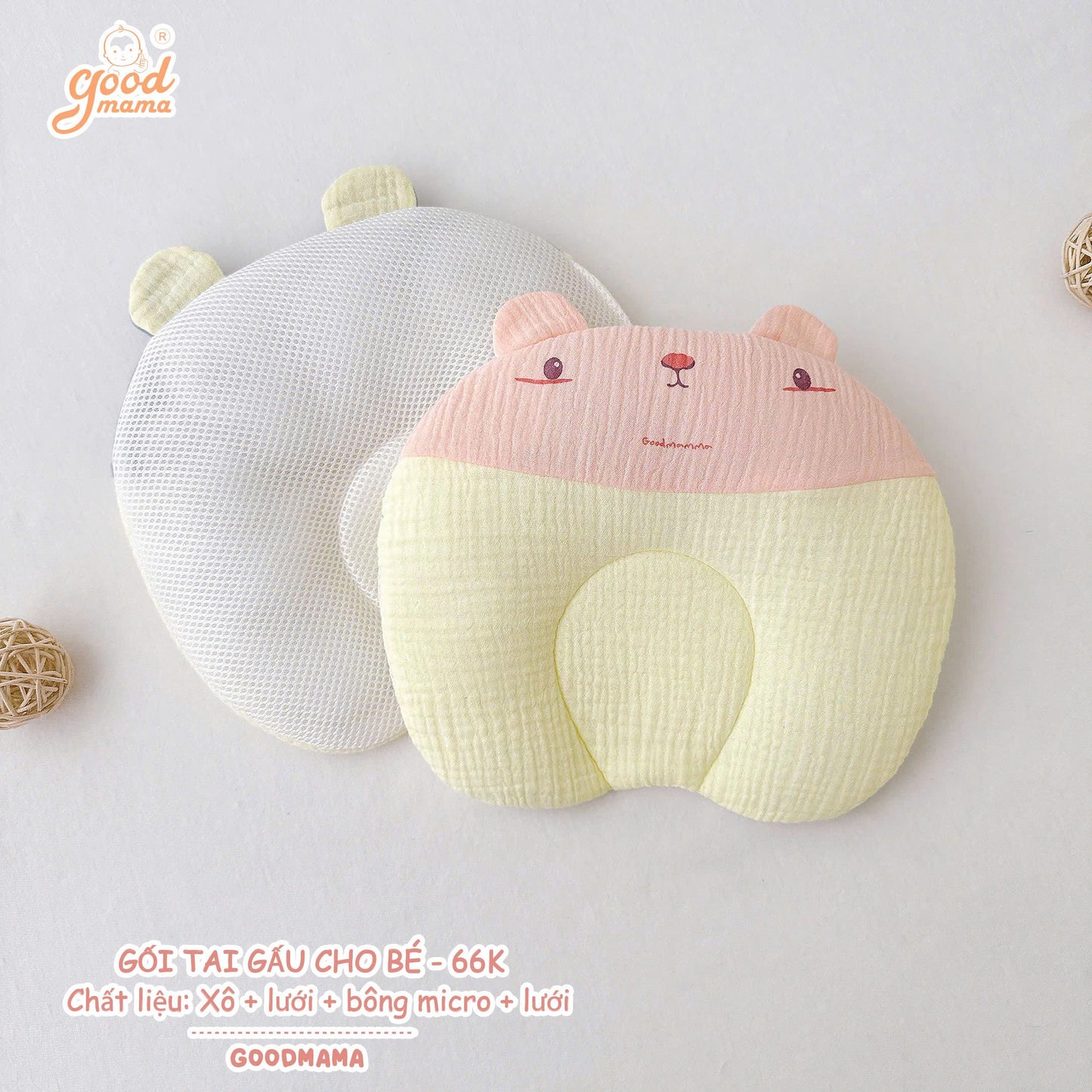 GỐI TAI GẤU CHO BÉ – DỄ THƯƠNG, ÊM ÁI & THOÁNG KHÍ