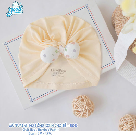 Mũ Turban Nơ Goodmama Chất Liệu Bamboo Pettit Cho Bé Gái