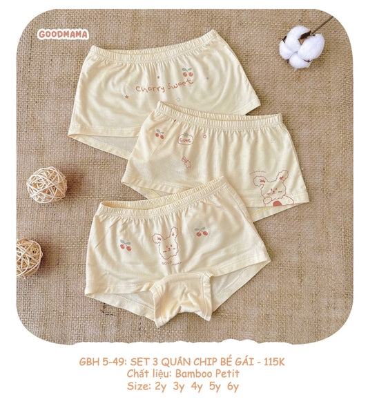 GBH5-49: SET 3 QUẦN CHIP BÉ GÁI