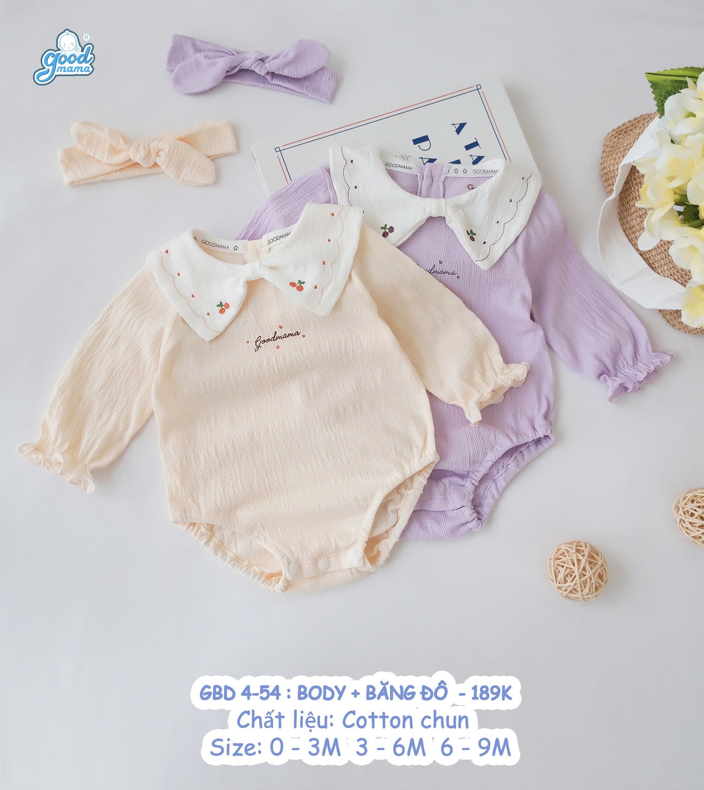 Set Body và Băng Đô Goodmama Chất Liệu Cotton Chun