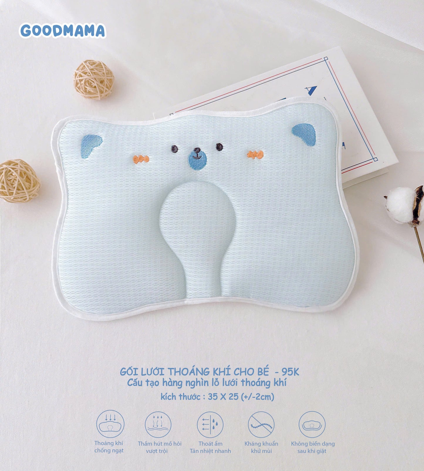 GỐI LƯỚI THOÁNG KHÍ CHO BÉ
