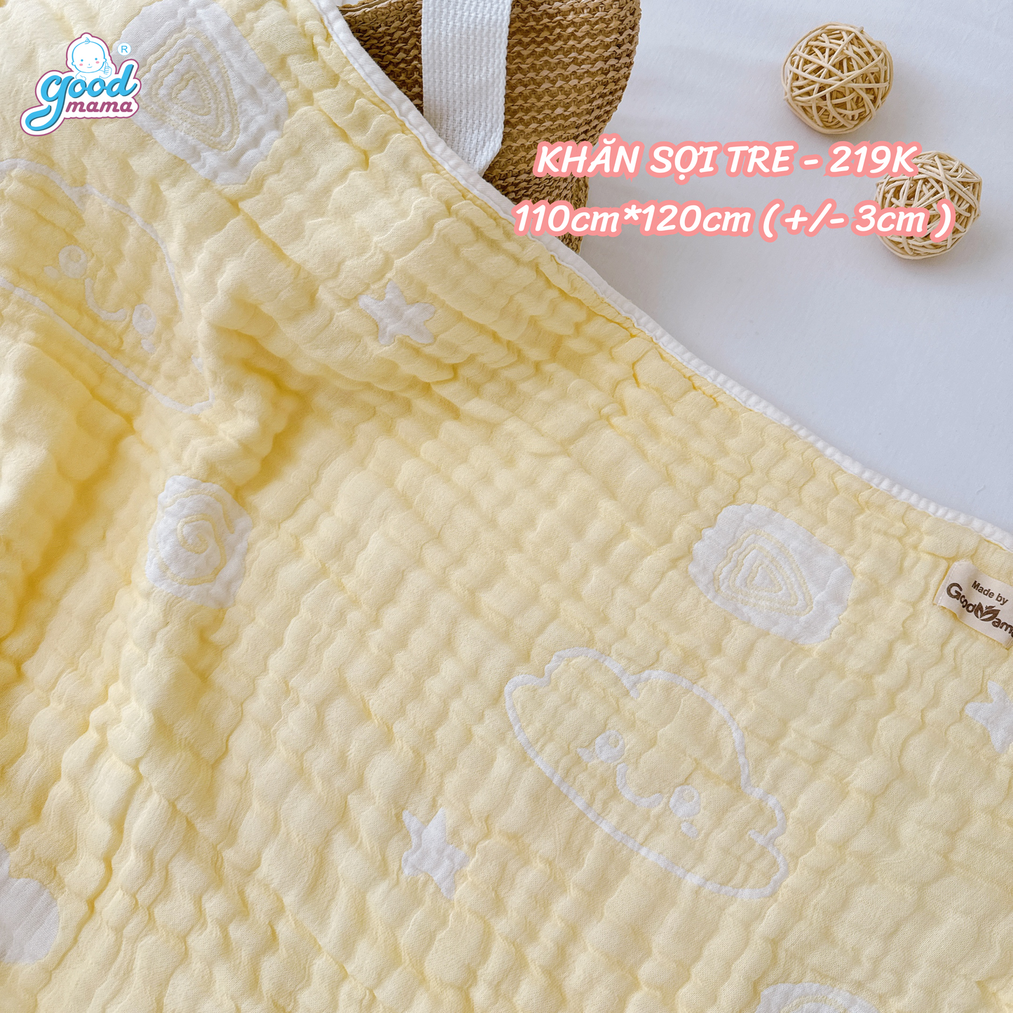 Khăn Sợi Tre Đa Năng Goodmama Chất Liệu Sợi Tre Mềm Mại