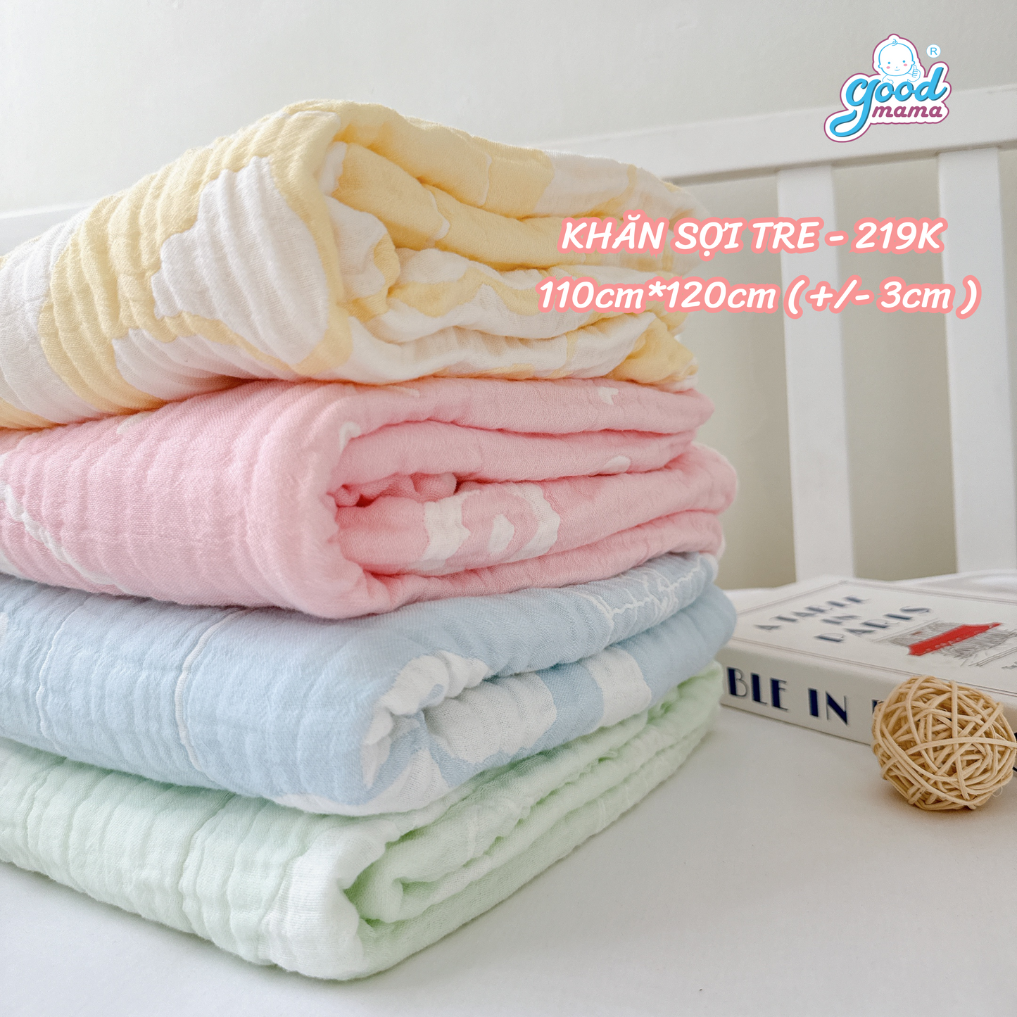 Khăn Sợi Tre Đa Năng Goodmama Chất Liệu Sợi Tre Mềm Mại