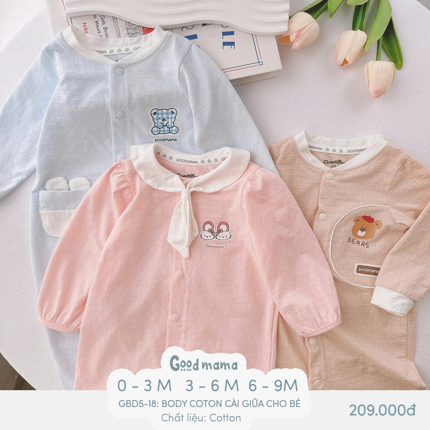 GBD5 - 18: BODY COTTON CÀI GIỮA CHO BÉ