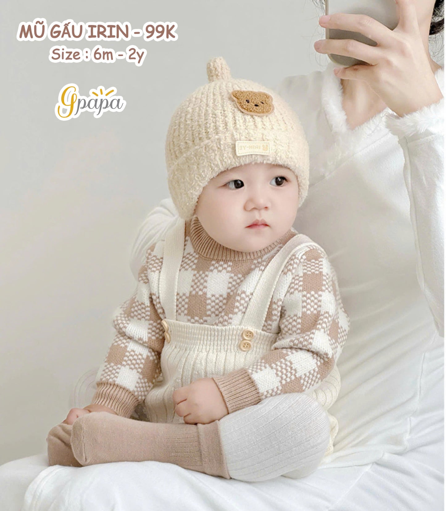 Mũ Gấu IRIN Gpapa Chất Liệu Len Mềm