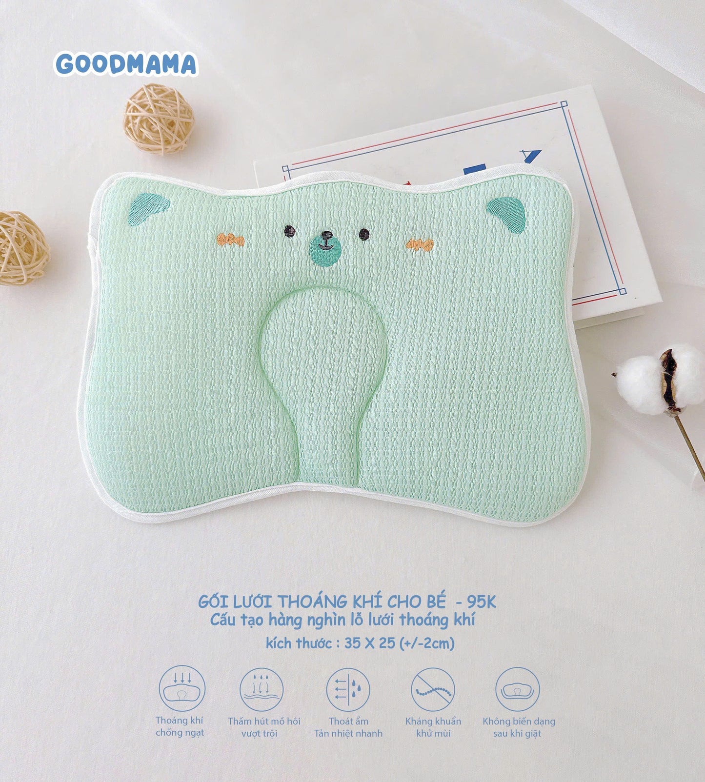 GỐI LƯỚI THOÁNG KHÍ CHO BÉ