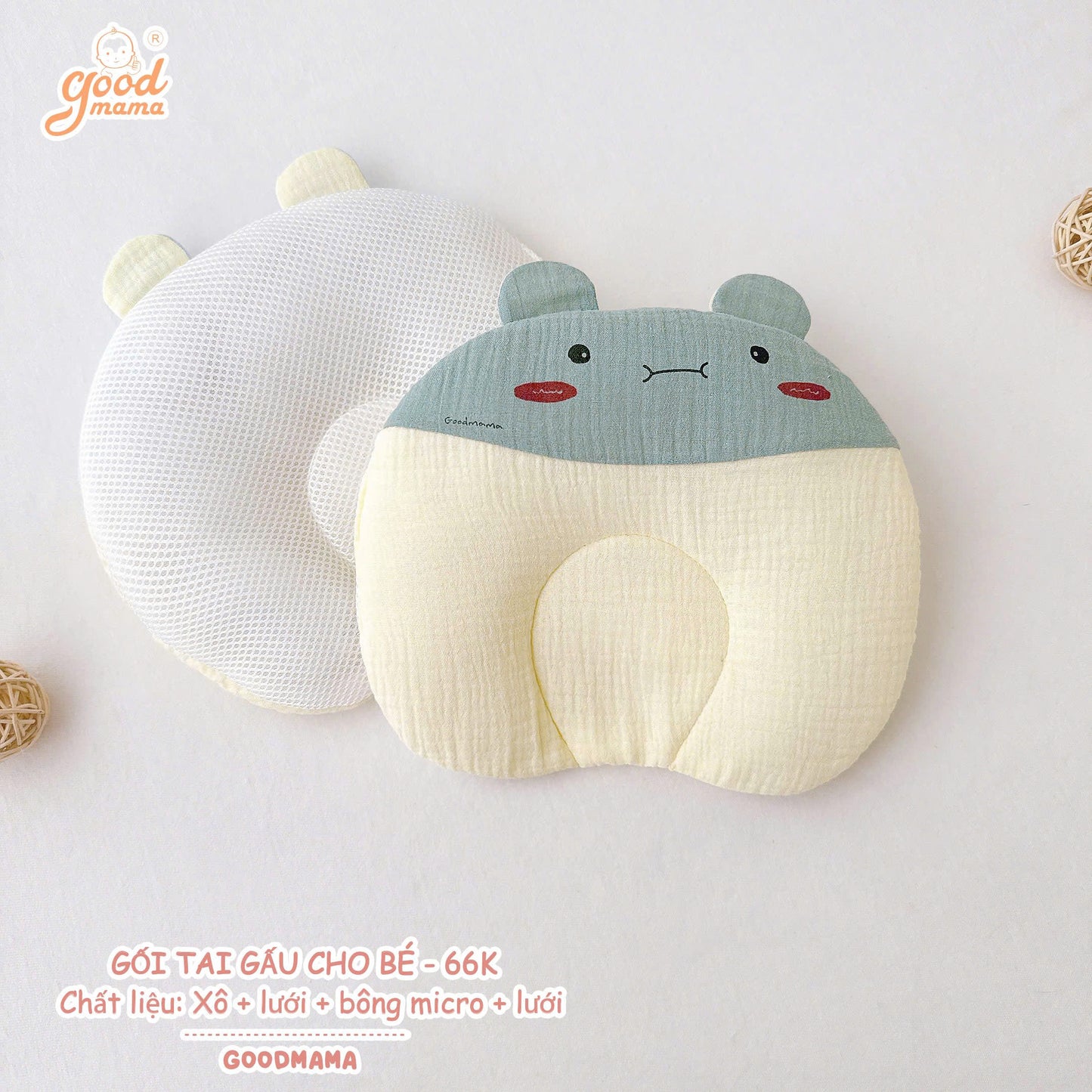 GỐI TAI GẤU CHO BÉ – DỄ THƯƠNG, ÊM ÁI & THOÁNG KHÍ