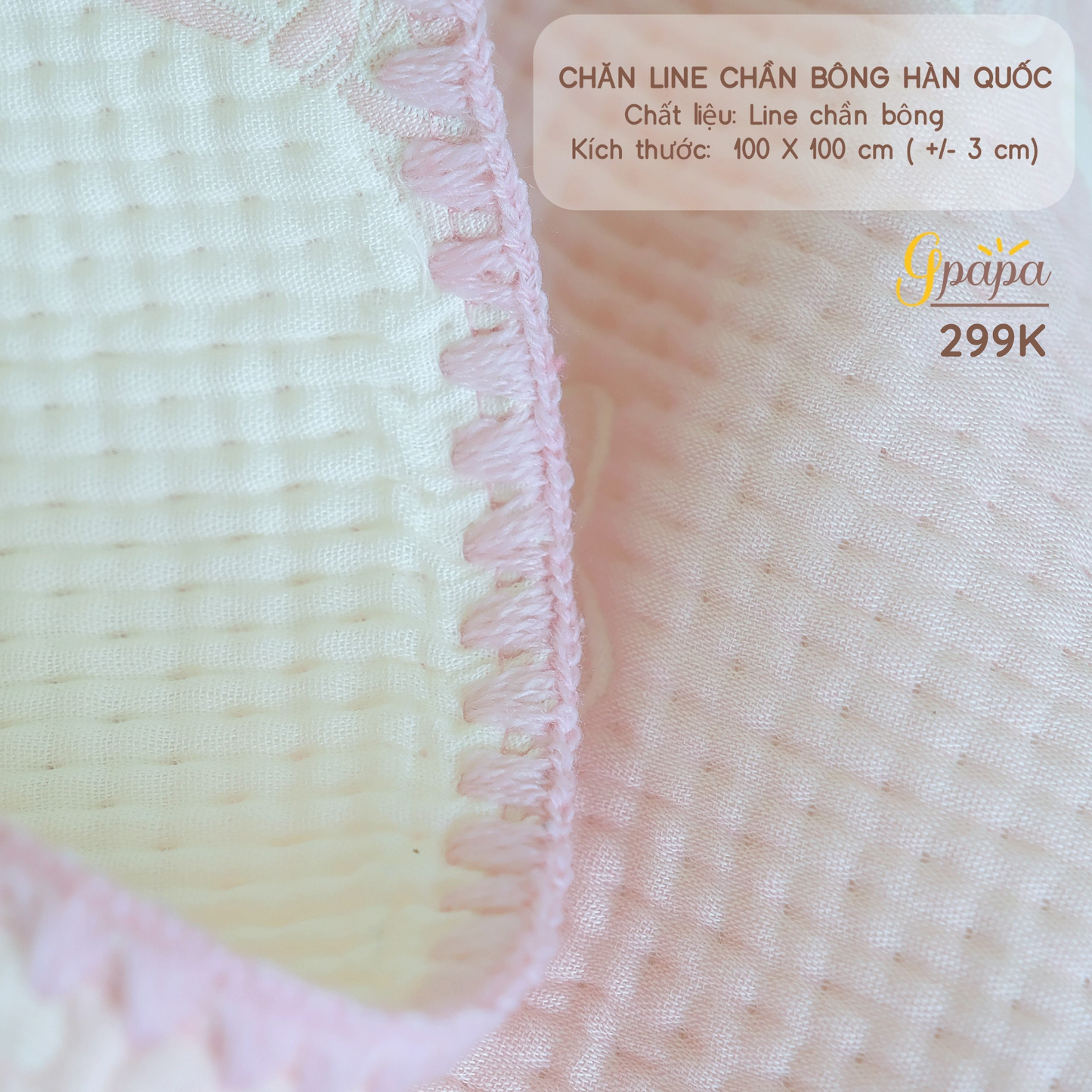 Chăn Line Chần Bông Hàn Quốc Gpapa giúp bé đi vào giấc ngủ một cách êm ái, mềm mại.