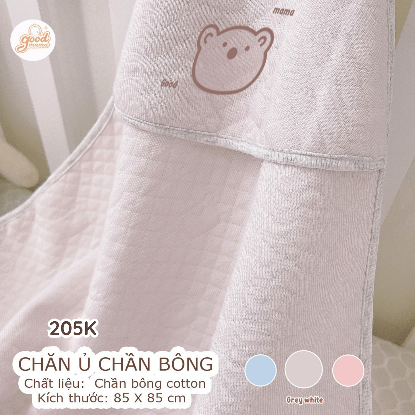 Chăn Ủ Chần Bông Goodmama Chất Liệu Chần Bông Cotton Kích Thước 85*85cm