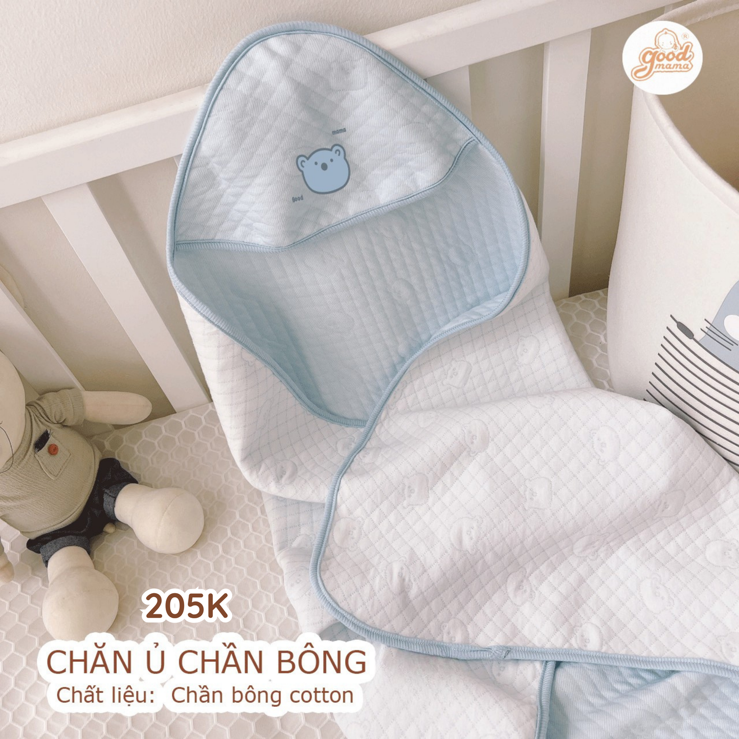Chăn Ủ Chần Bông Goodmama Chất Liệu Chần Bông Cotton Kích Thước 85*85cm