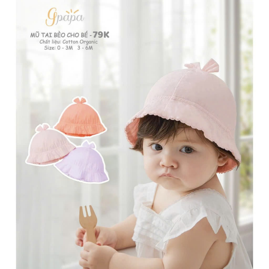 Mũ Tai Bèo Chất Liệu Cotton Organic Gpapa Cho Các Bé 0-6M