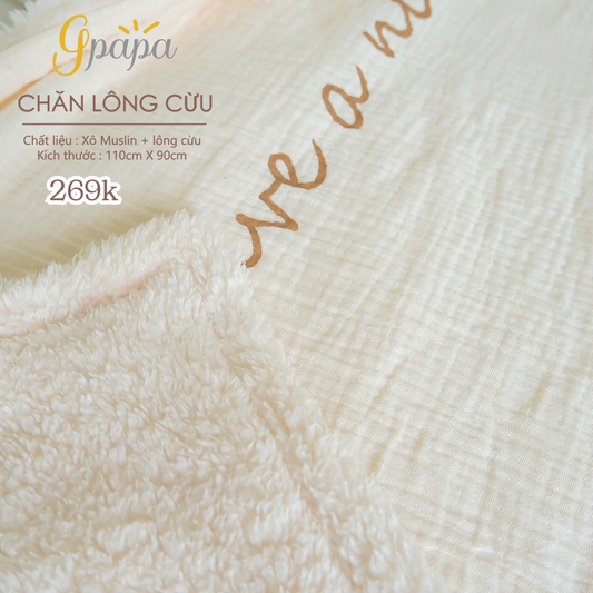 Chăn Lông Cừu Chất Liệu Xô Muslin và Lông Cừu Gpapa Cực Mềm Mại, Ấm Áp