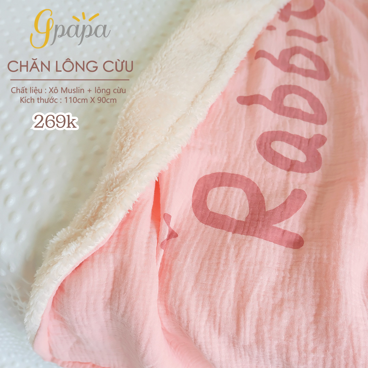 Chăn Lông Cừu Chất Liệu Xô Muslin và Lông Cừu Gpapa Cực Mềm Mại, Ấm Áp