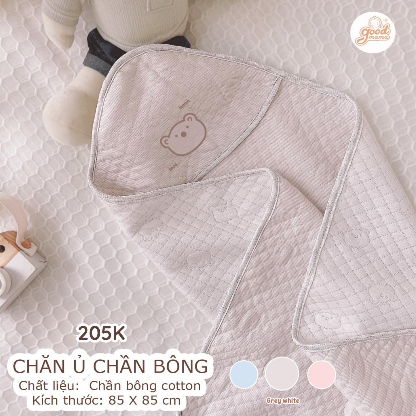Chăn Ủ Chần Bông Goodmama Chất Liệu Chần Bông Cotton Kích Thước 85*85cm