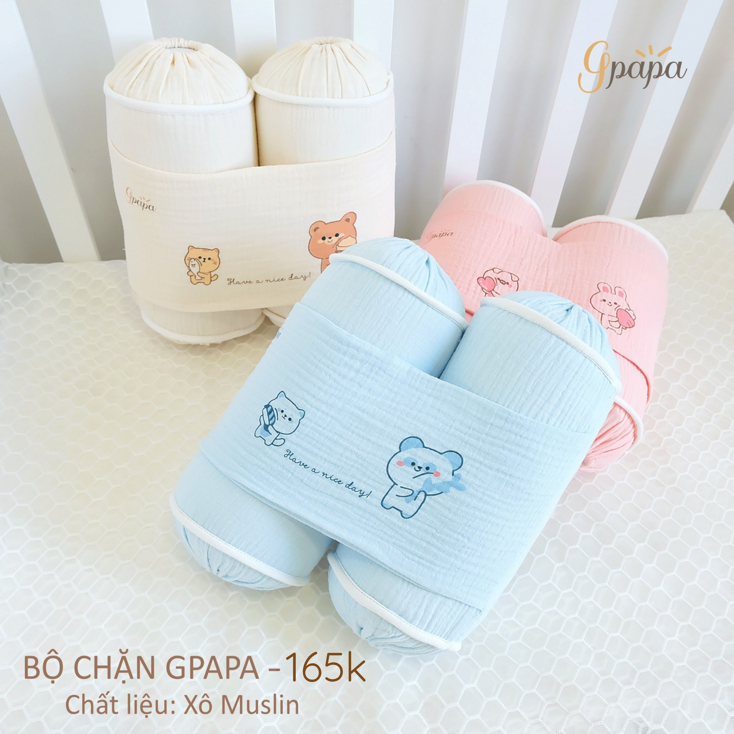 Bộ Chặn Vải Xô Muslin Gpapa Cho Bé Sơ Sinh