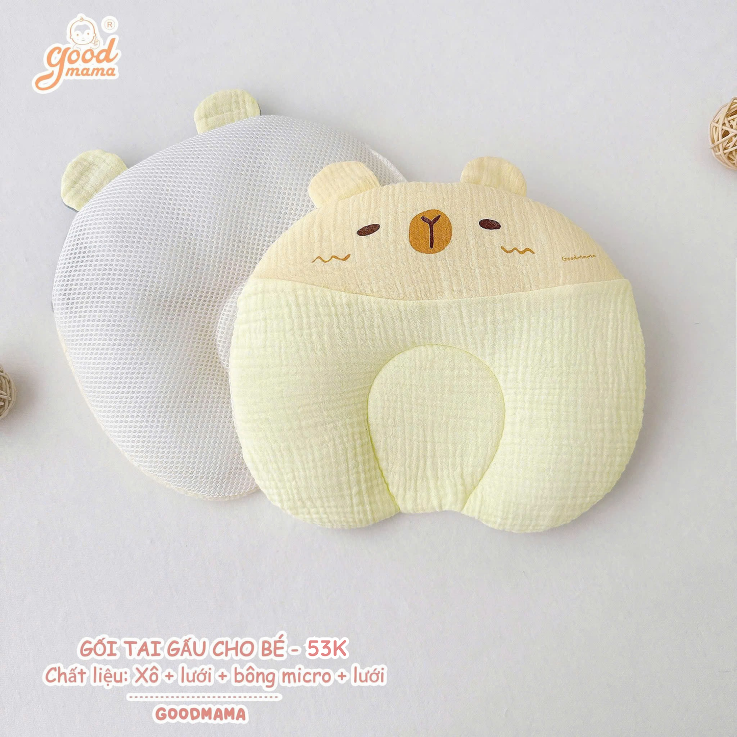 GỐI TAI GẤU CHO BÉ – DỄ THƯƠNG, ÊM ÁI & THOÁNG KHÍ