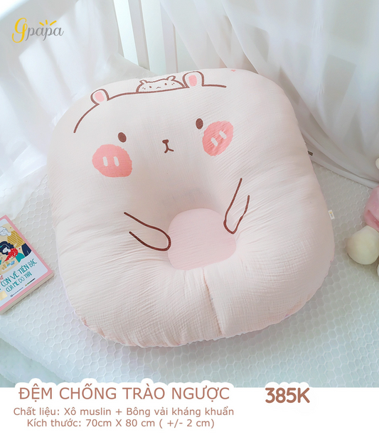 Đệm Chống Trào Ngược Cao Cấp Gpapa Chất Liệu Xô Muslin+Bông Vải Kháng Khuẩn Chống Nôn Trớ, Ợ Hơi