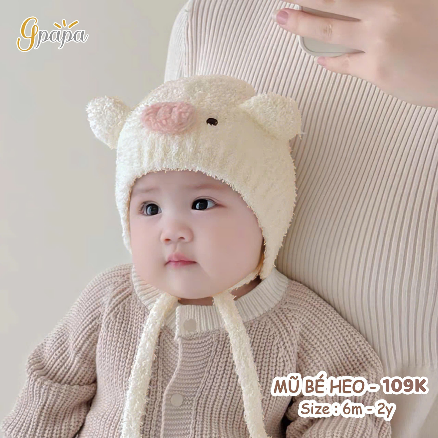 Mũ Bé Heo Gpapa Chất Liệu Len Mềm