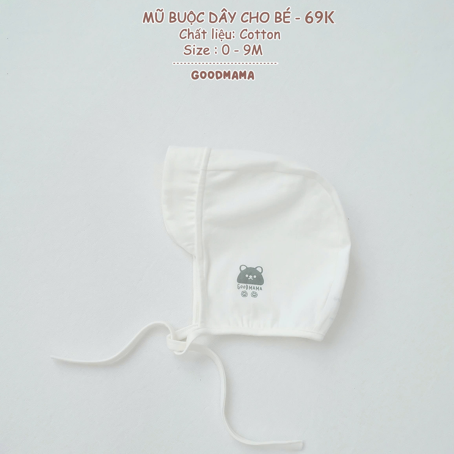 Mũ Buộc Dây Cho Bé Goodmama Chất Liệu Cotton