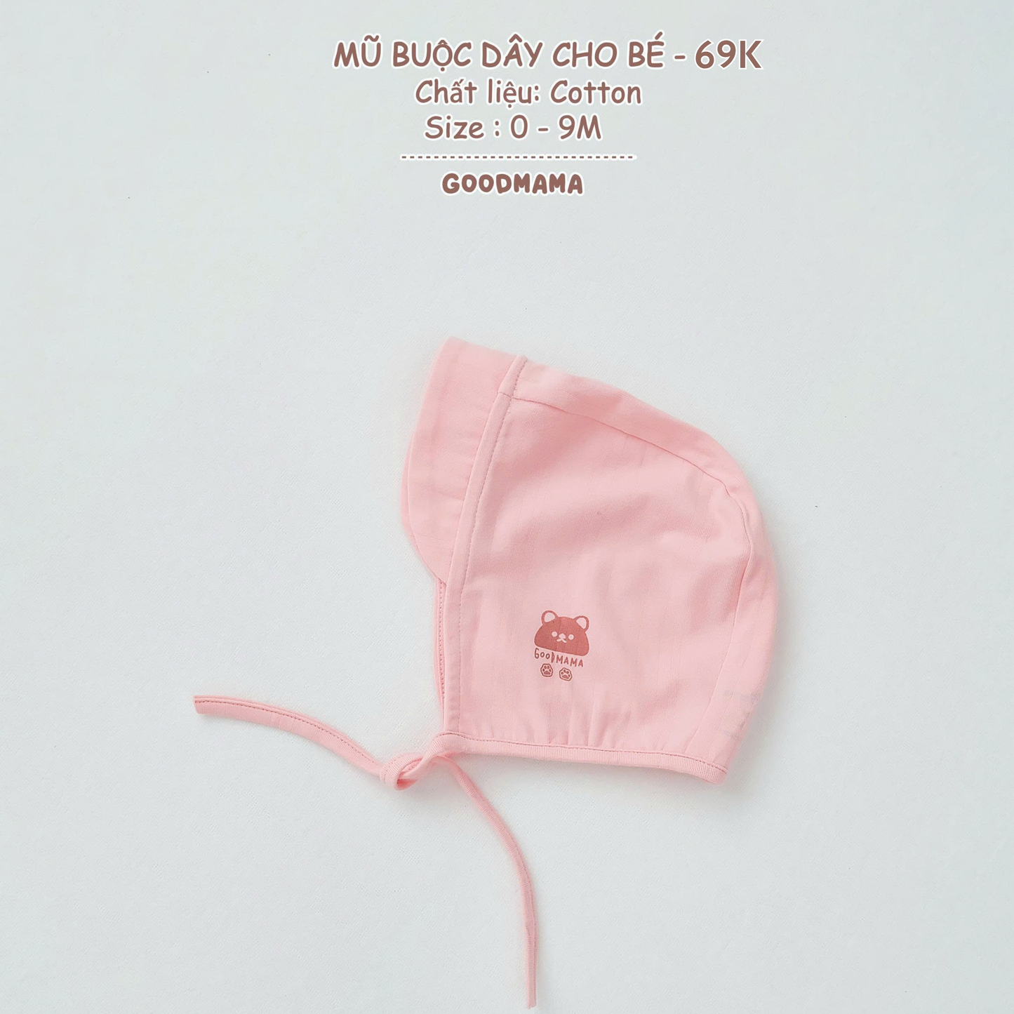 Mũ Buộc Dây Cho Bé Goodmama Chất Liệu Cotton