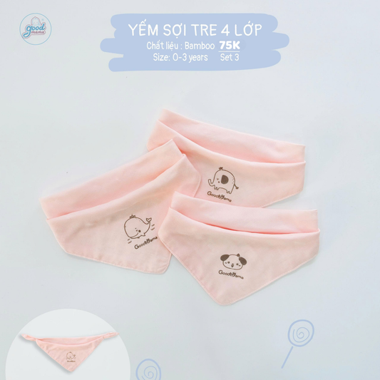 SET 3 khăn yếm sợi tre 4 lớp