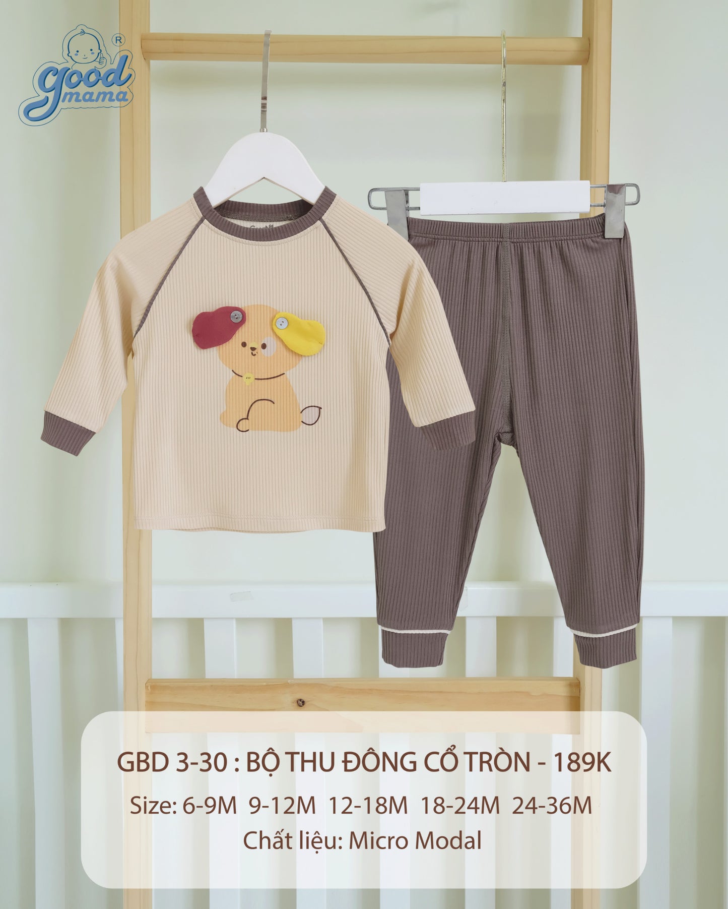 GBD3-30 Bộ Thu Đông Cổ Tròn Goodmama Chất Liệu Micro Modal