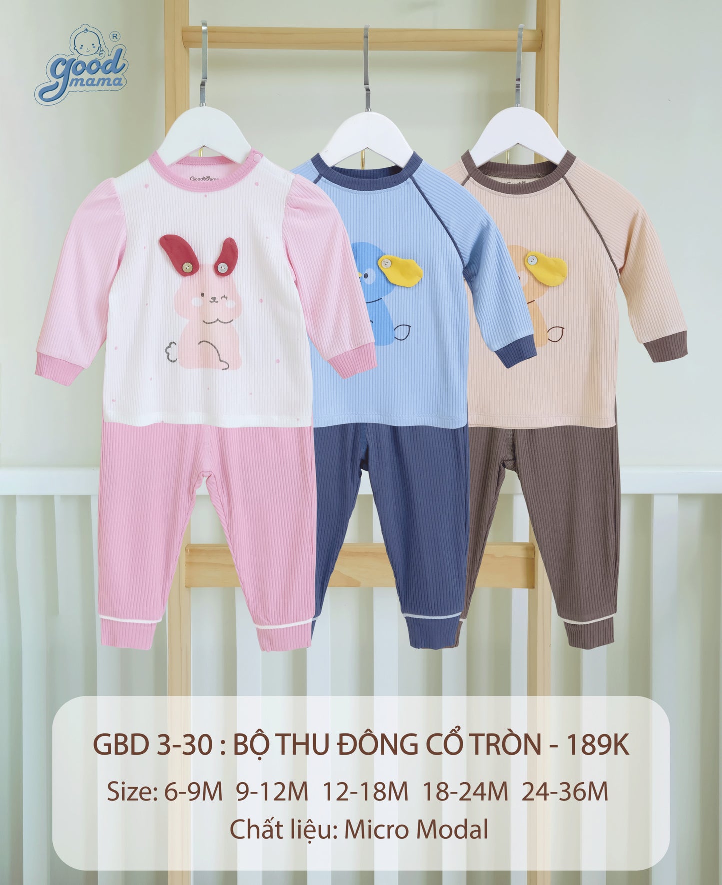 GBD3-30 Bộ Thu Đông Cổ Tròn Goodmama Chất Liệu Micro Modal