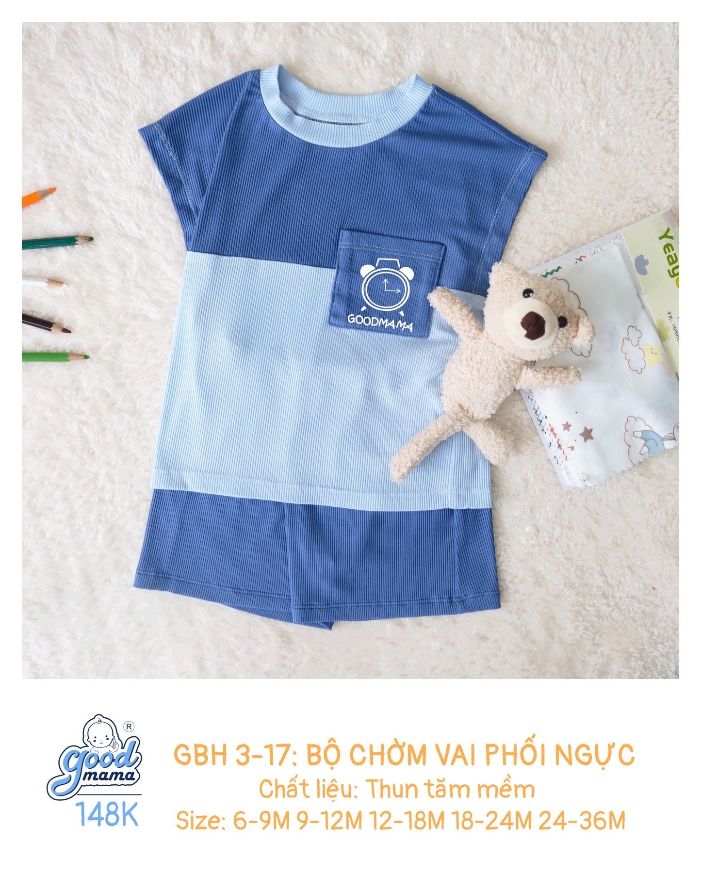 GBH3-17 Bộ Chờm Vai Phối Ngực Chất Liệu Thun Tăm Mềm