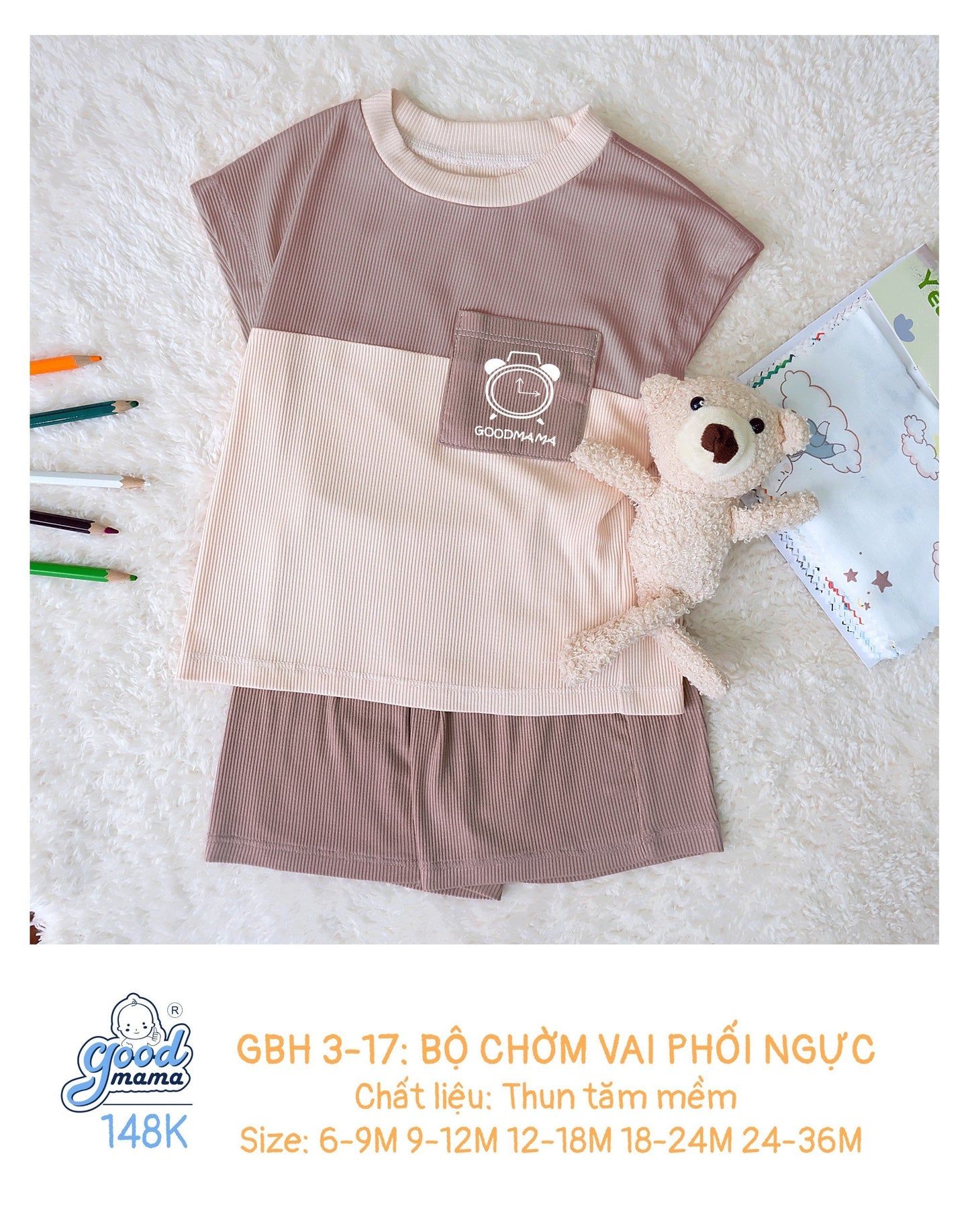 GBH3-17 Bộ Chờm Vai Phối Ngực Chất Liệu Thun Tăm Mềm