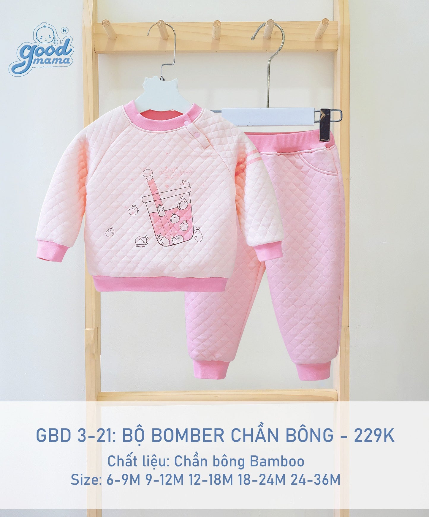 GBD3-21 Bộ Bomber Chần Bông Goodmama Chất Liệu Chần Bông Bamboo