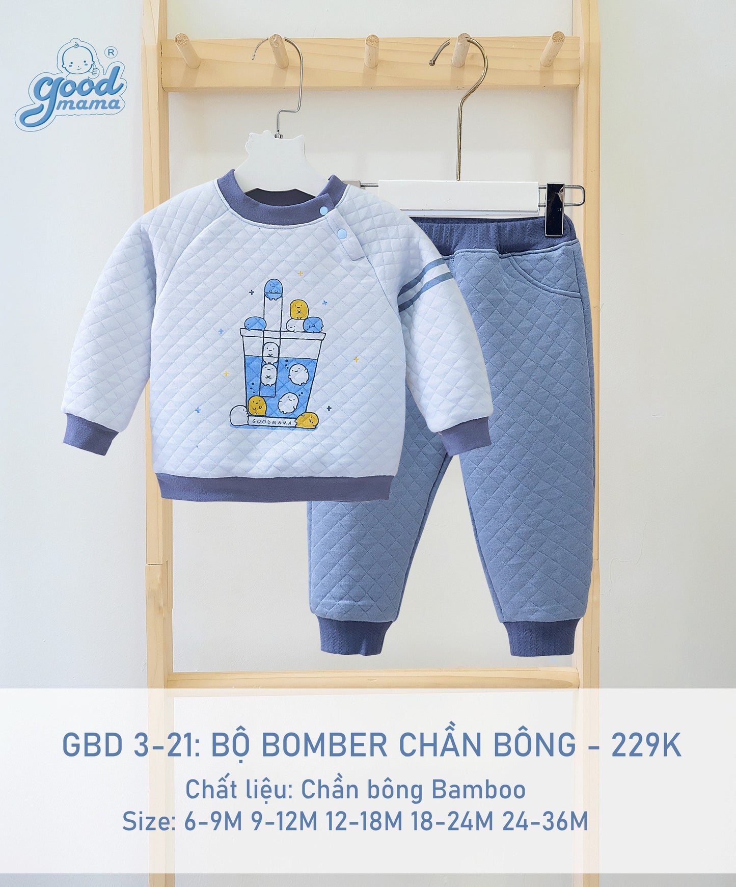 GBD3-21 Bộ Bomber Chần Bông Goodmama Chất Liệu Chần Bông Bamboo