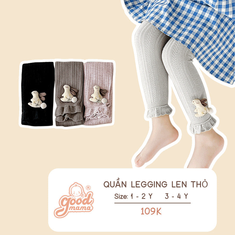 Quần Lenging Len Thỏ 4 Màu Siêu Xinh Cho Bé Gái