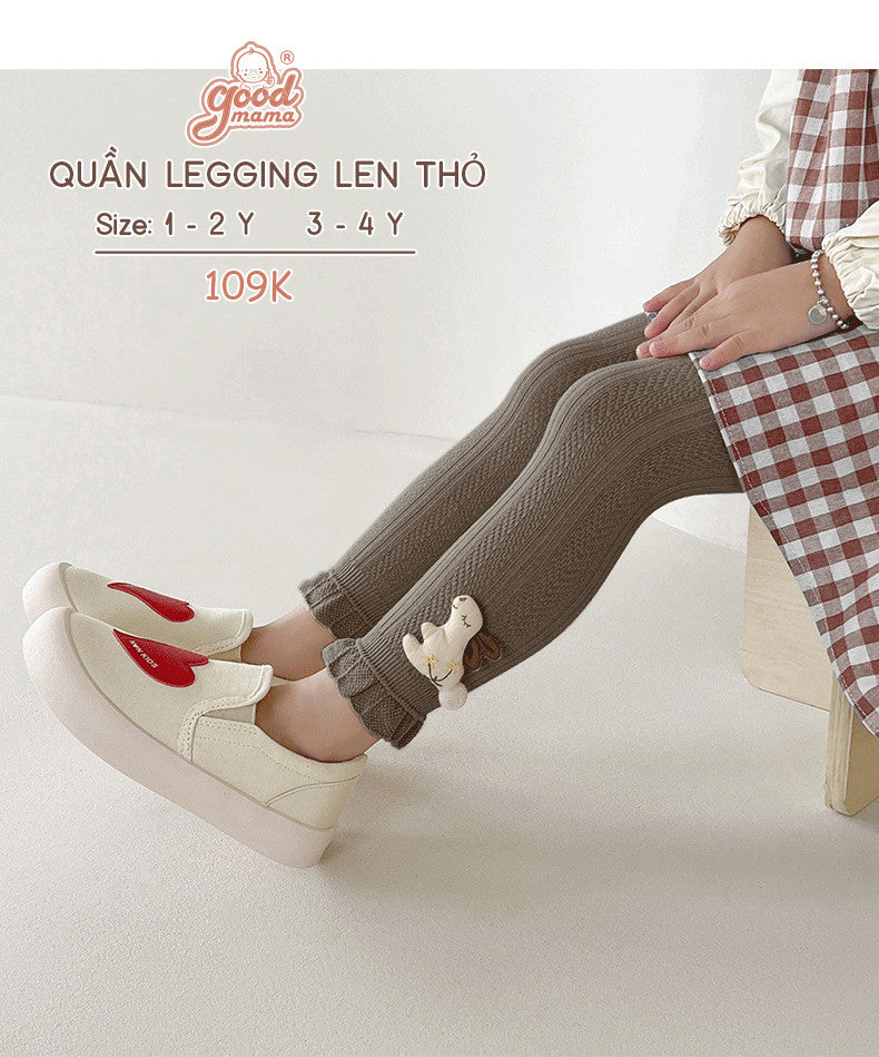 Quần Lenging Len Thỏ 4 Màu Siêu Xinh Cho Bé Gái