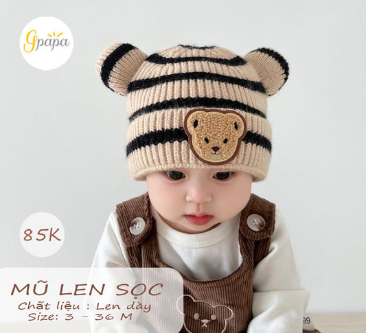 Mũ Len Sọc Phong Cách Hàn Gpapa Chất Liệu Len Dày